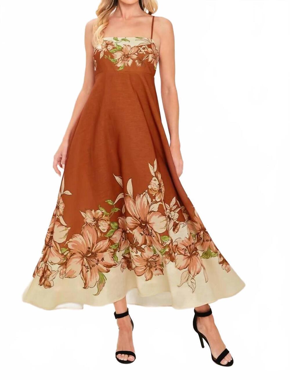NEW FLYING TOMATO floral maxi dress in cinnamon blossom